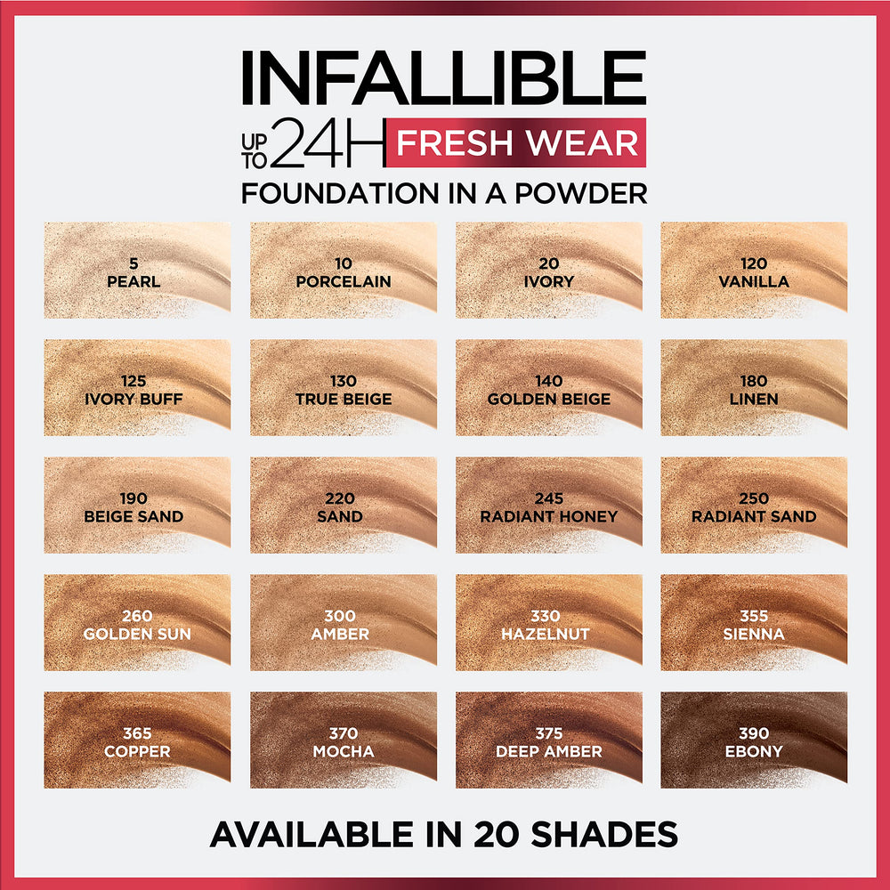 L’Oréal Paris Infallible Fresh Wear dermatologist-tested and non-comedogenic finish.