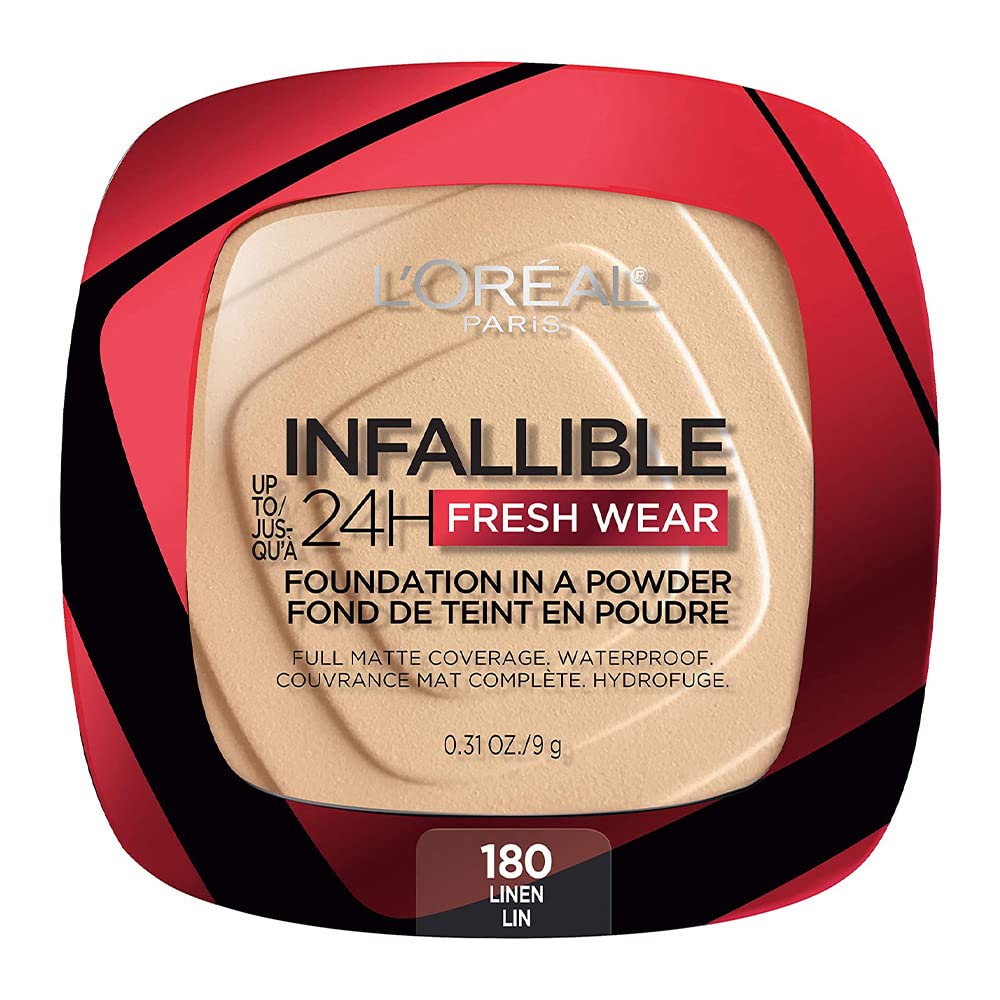 L’Oréal Paris Infallible Fresh Wear powder Linen compact for matte finish and oil control.