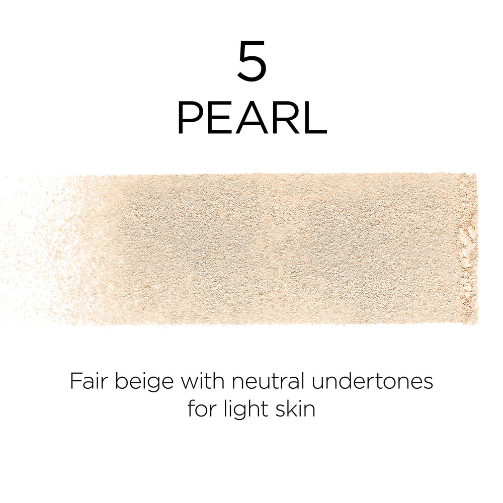 Close-up swatch reveals Pearl shade with natural matte finish on skin.