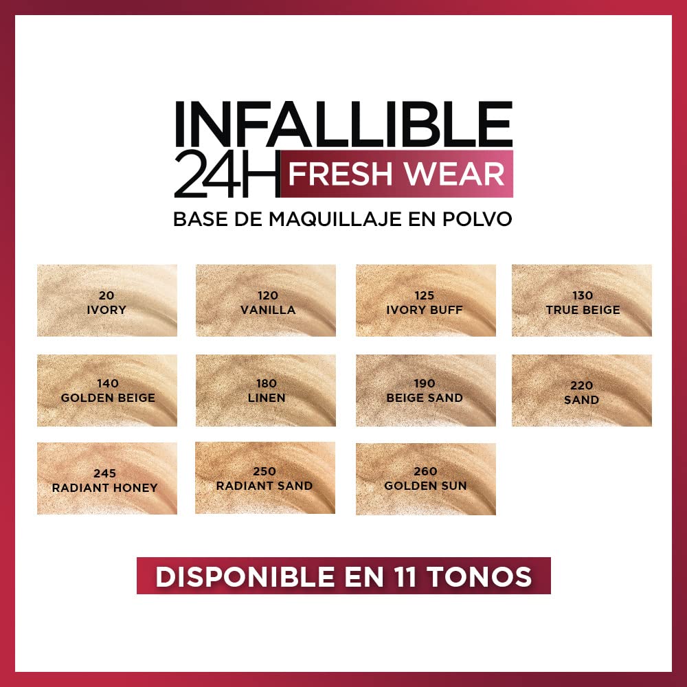 L’Oréal Paris Infallible Fresh Wear powder withstands water and sweat exposure.