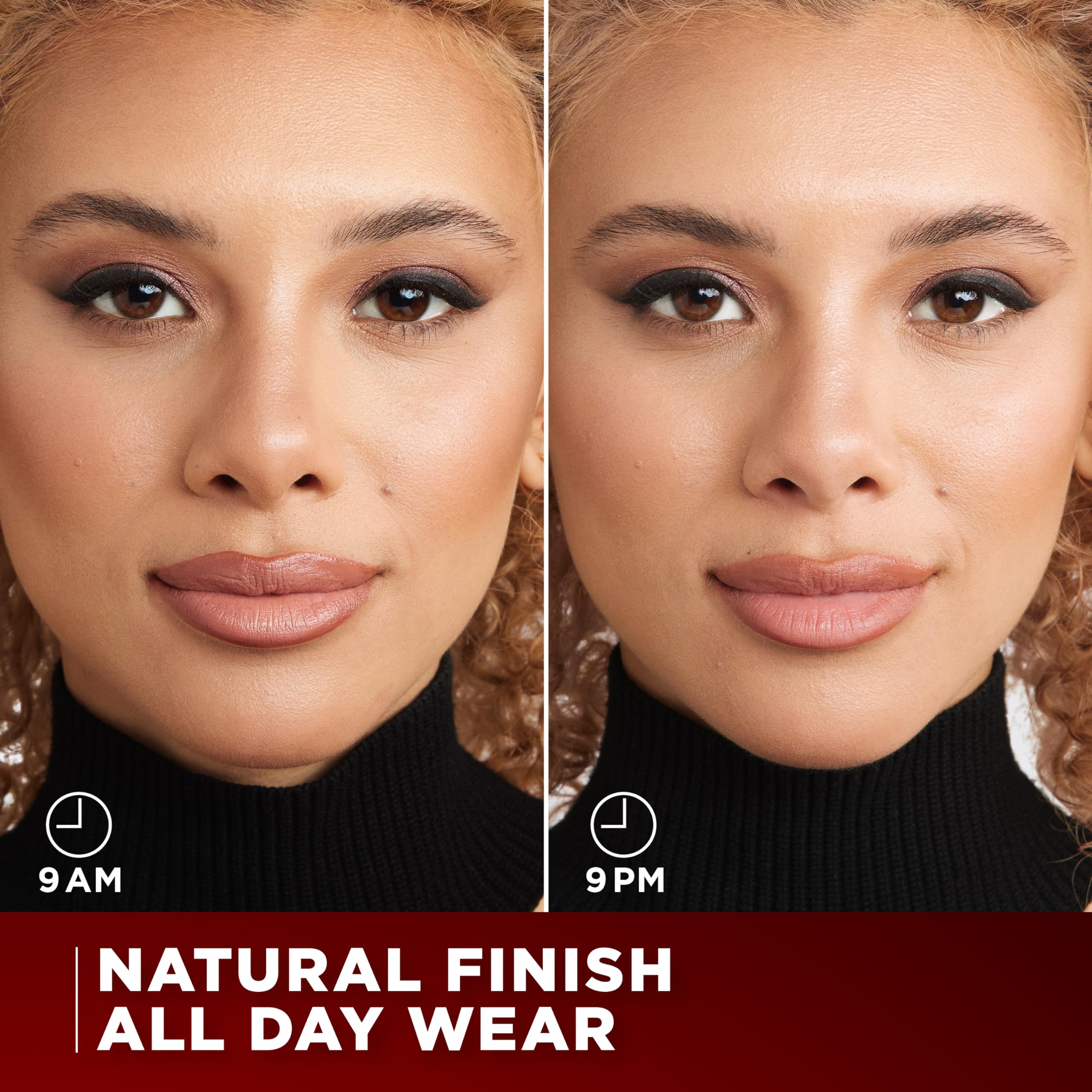 Label detail on L'Oreal Paris bottle highlighting wear and finish benefits