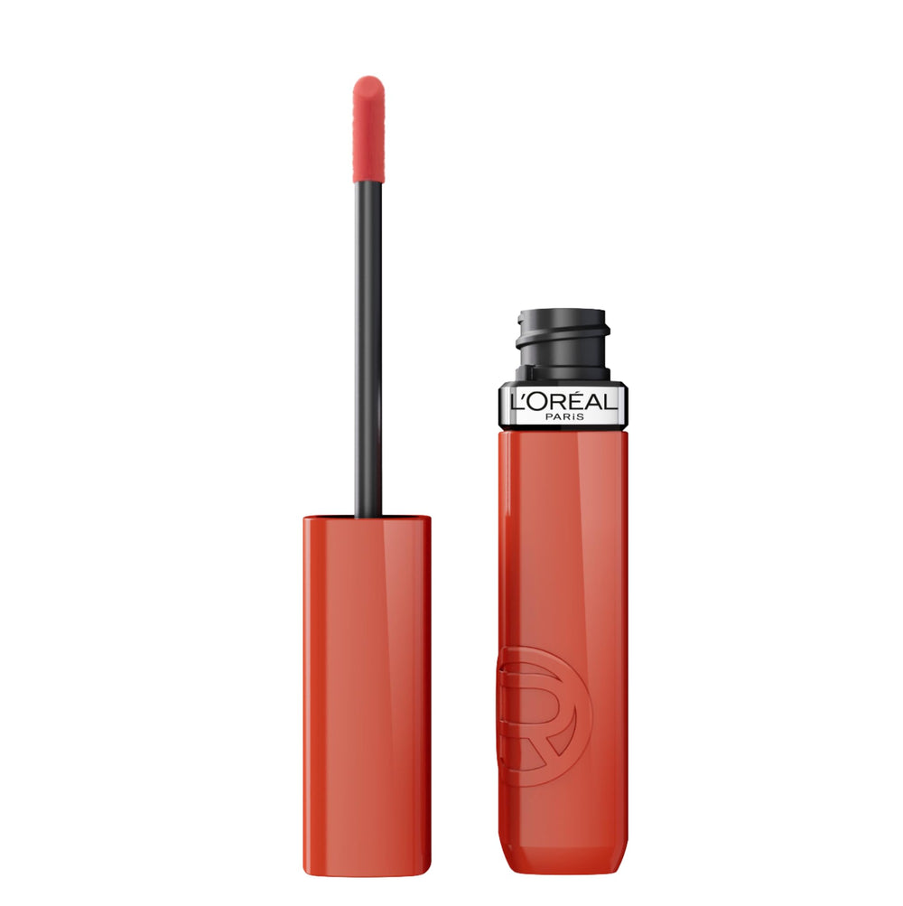 L'Oreal Paris Infallible Lacque Resistance bottle closeup shows lacquer-like shine and long wear.