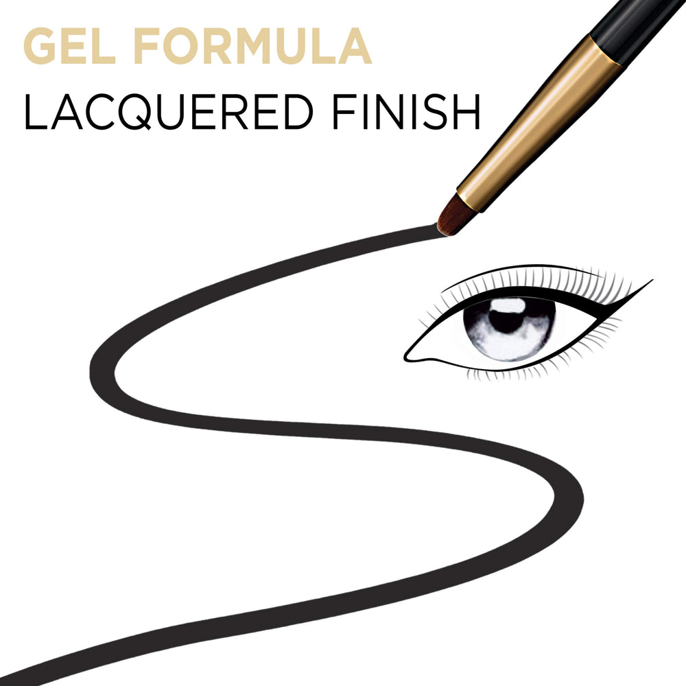 Swatch of L’Oréal Infallible Lacquer Eyeliner reveals vivid color and shine.