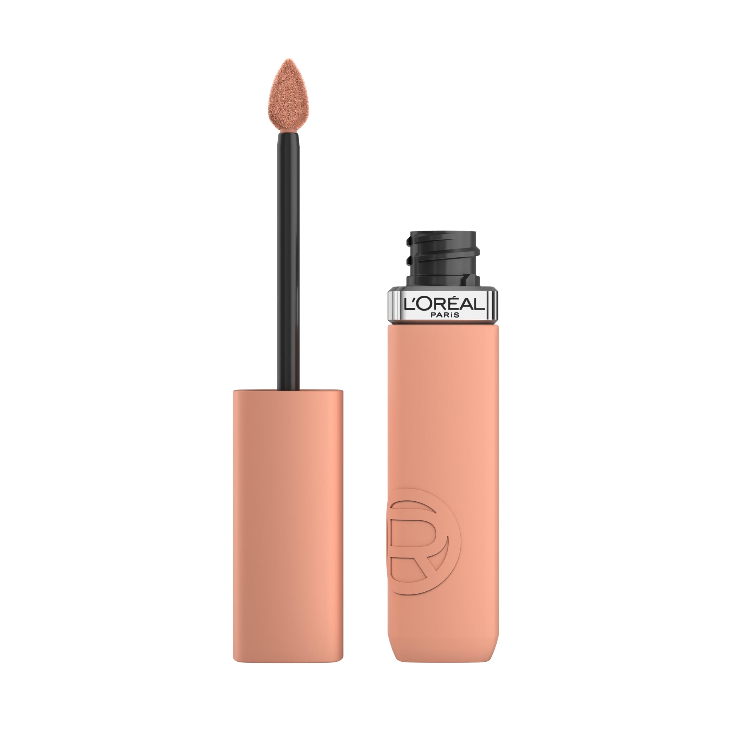 L'Oreal Paris Infallible Matte Resistance lipstick packaging closeup for durable color.