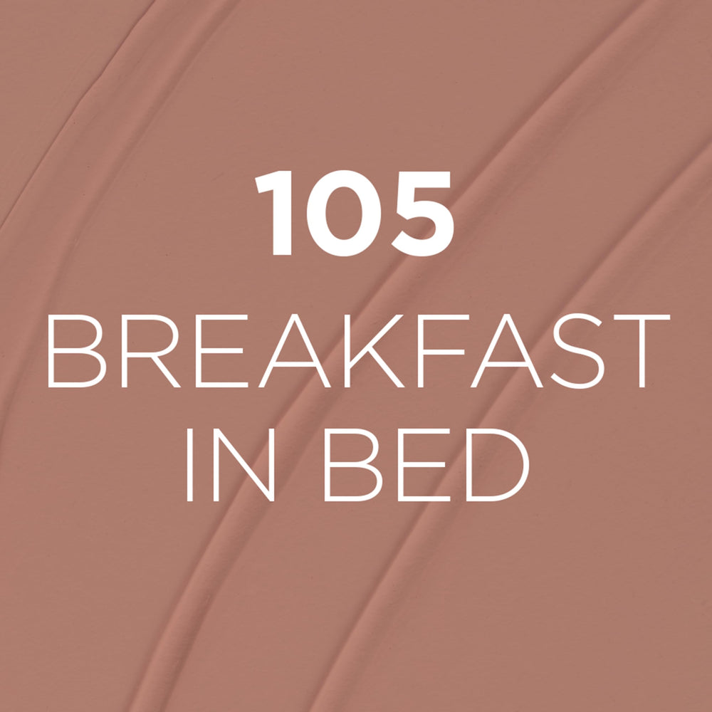 L'Oreal Paris Infallible Matte Resistance on lips Breakfast in Bed 105 demonstrates transfer-resistant pigment.