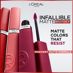 L'Oreal Paris Infallible Matte Resistance precision applicator demonstrates precise lip definition.