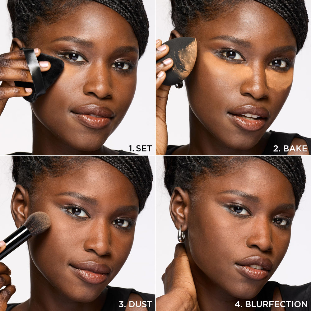 L'Oreal Paris Infallible Blur-fection powder brush-on finish in action.