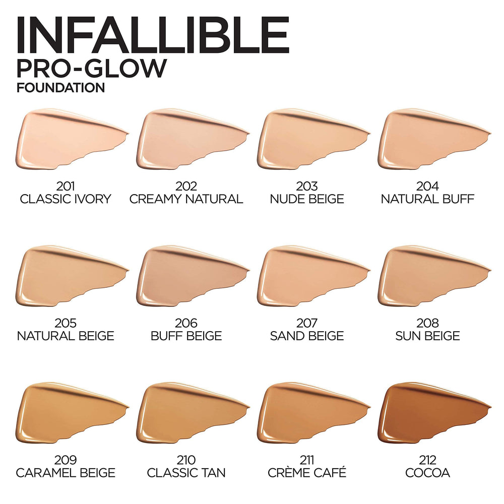 L'Oreal Paris Infallible Pro Glow foundation with SPF for daily sun protection and hydration.