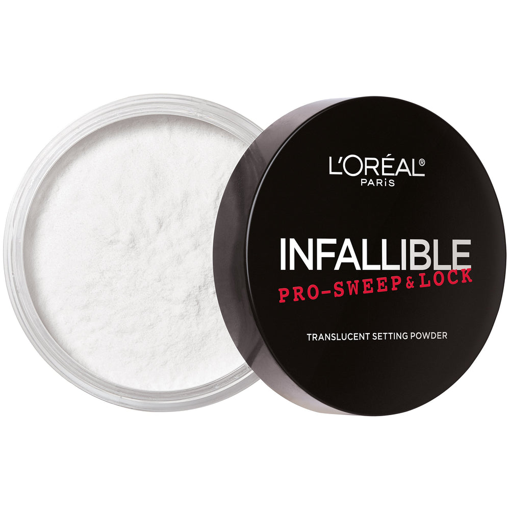 Soft-focus matte finish on skin after setting makeup.