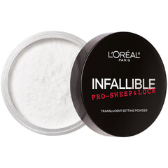 Soft-focus matte finish on skin after setting makeup.