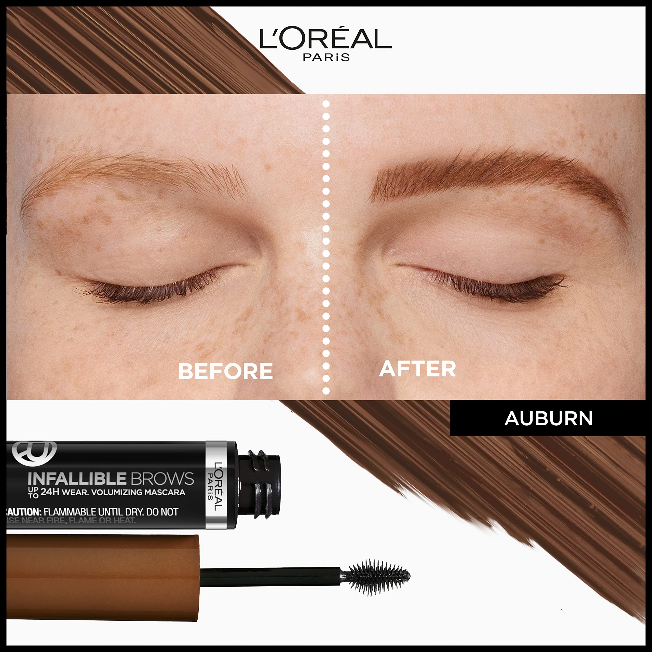 L'Oreal Paris brow mascara with 3D micro-grip brush delivers added volume.
