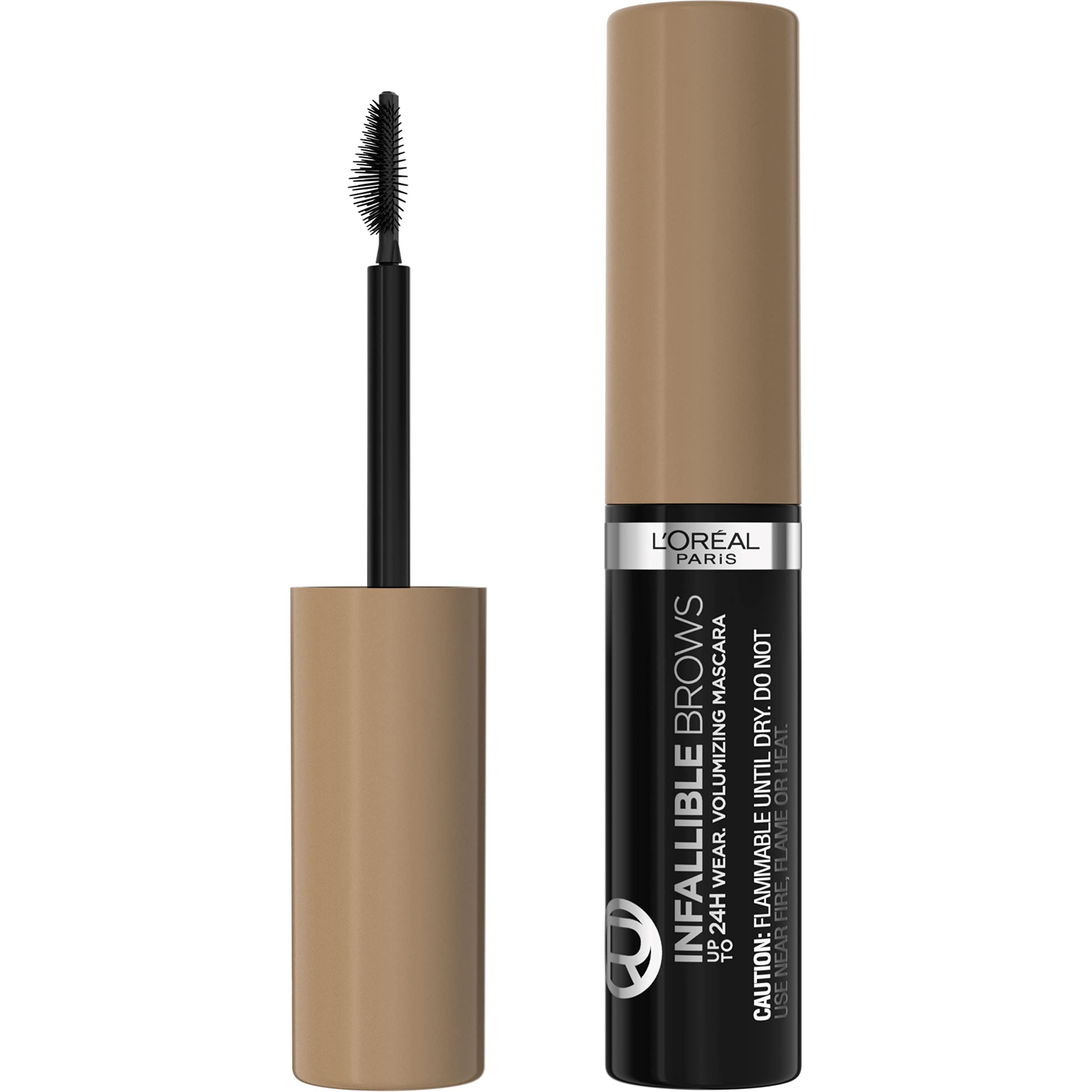 L'Oreal Paris Infallible brow mascara tube provides lightweight fullness and 24-hour wear.