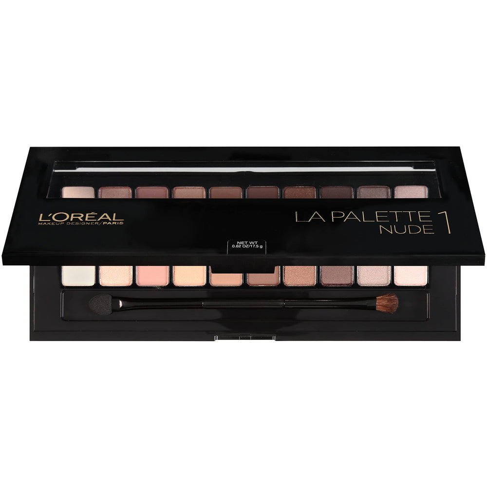 L’Oréal Paris La Palette Nude featuring matte, satin, and sheen finishes.