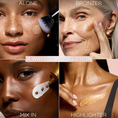 Lumi Glotion applied on body to create universal glow