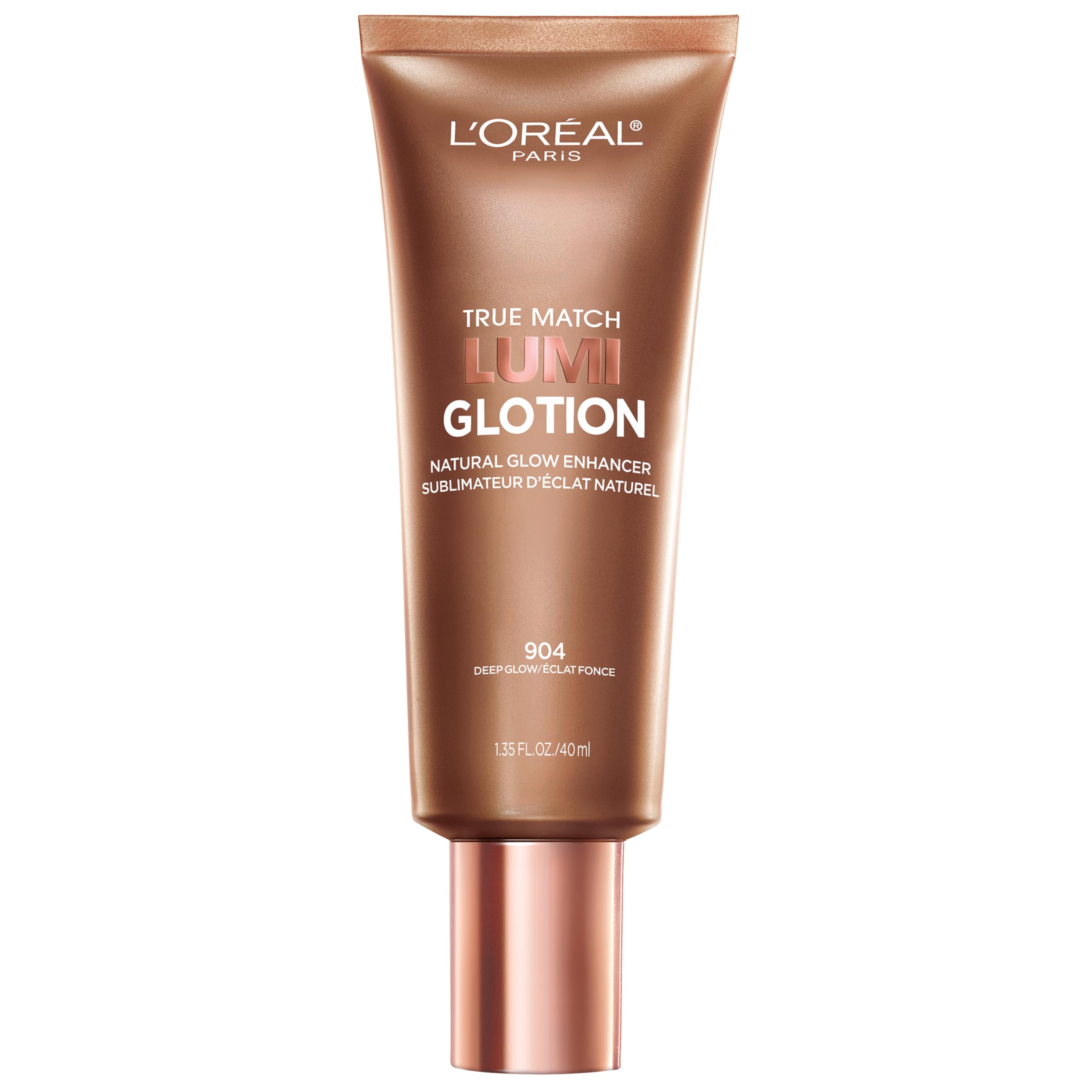 L'Oreal Paris Lumi Glotion bottle closeup for radiant skin glow.