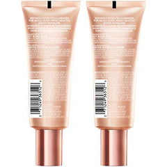 L'Oreal Paris Lumi Glotion swirled on skin highlighting cheekbones and luminous finish