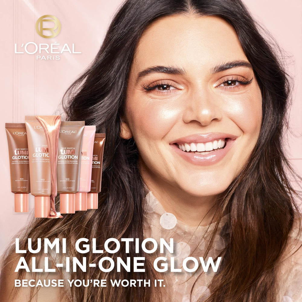 L'Oreal Paris Lumi Glotion textured swatch on skin for luminous tint.