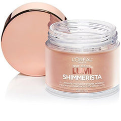 L'Oreal Paris Lumi Shimmerista Moonlight swatch on cheek shows icy shimmer.