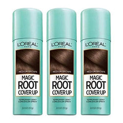 L'Oreal Paris Magic Root Cover Up bottle in action for instant gray coverage