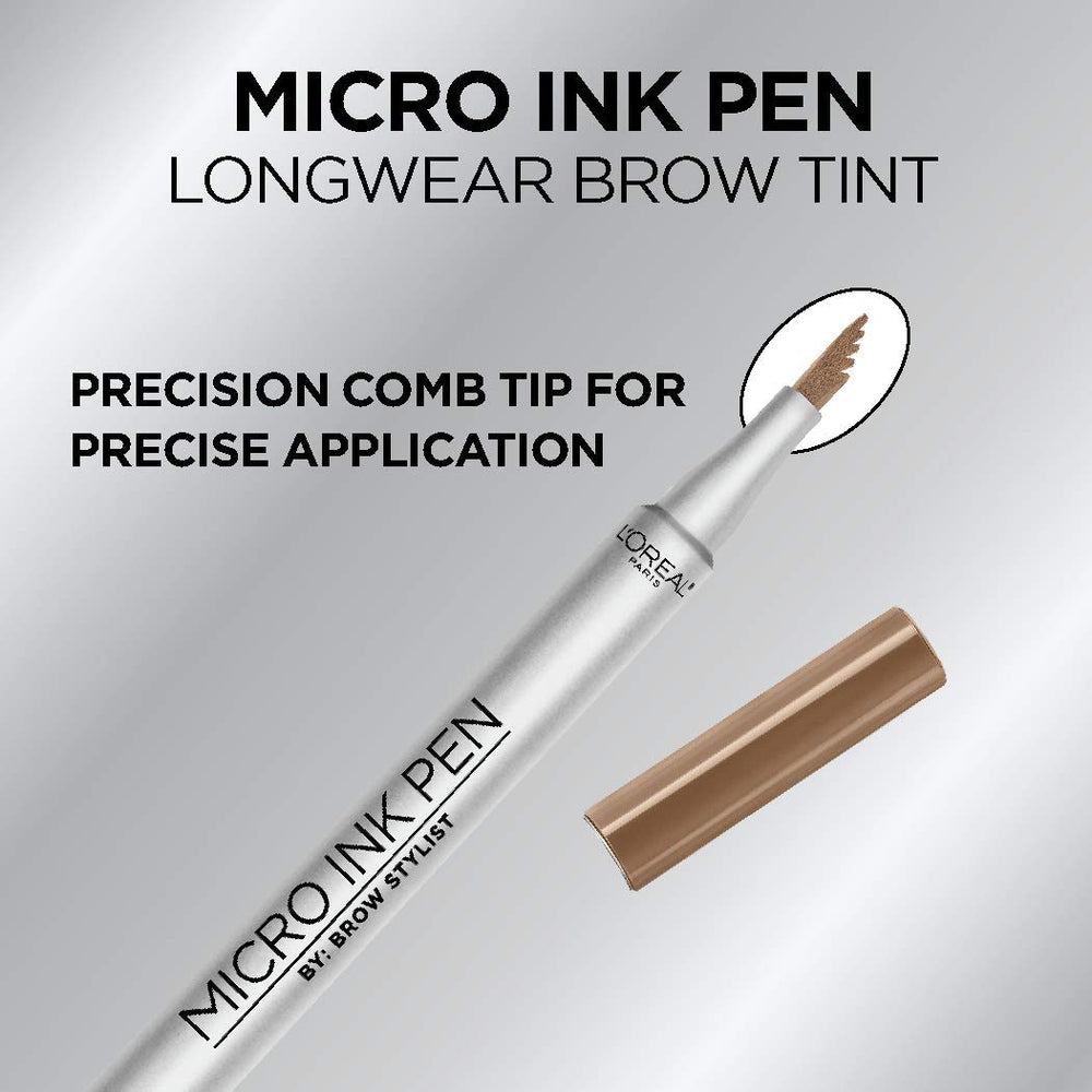 L'Oreal Paris Micro Ink Pen dark blonde swatch for shade-match and blendability