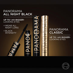 L'Oreal Paris Panorama Mascara swatch demonstrating up to 24-hour wear