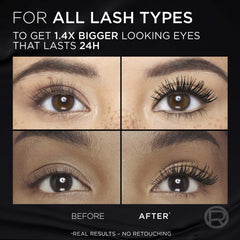 L'Oreal Paris Panorama Mascara on lashes showing length and eye-opening effect