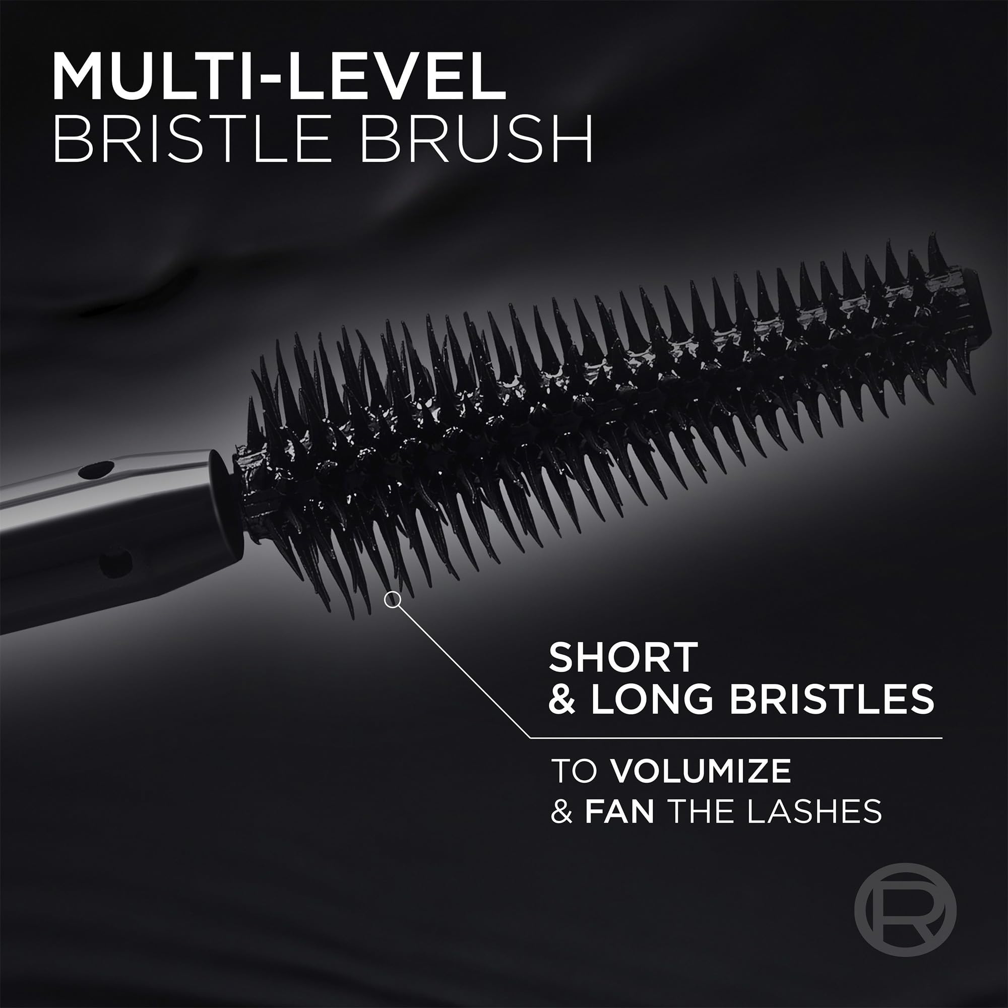 L'Oreal Paris Panorama Mascara wand indicating smudge-resistant formula for all-day wear