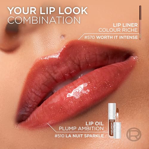 L'Oreal Paris Plump Ambition lip oil packaging and applicator detail