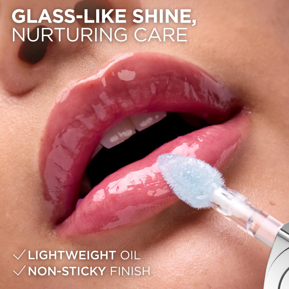 Glossy, glass-like shine on lips from L'Oreal Paris Plump Ambition Lip Oil