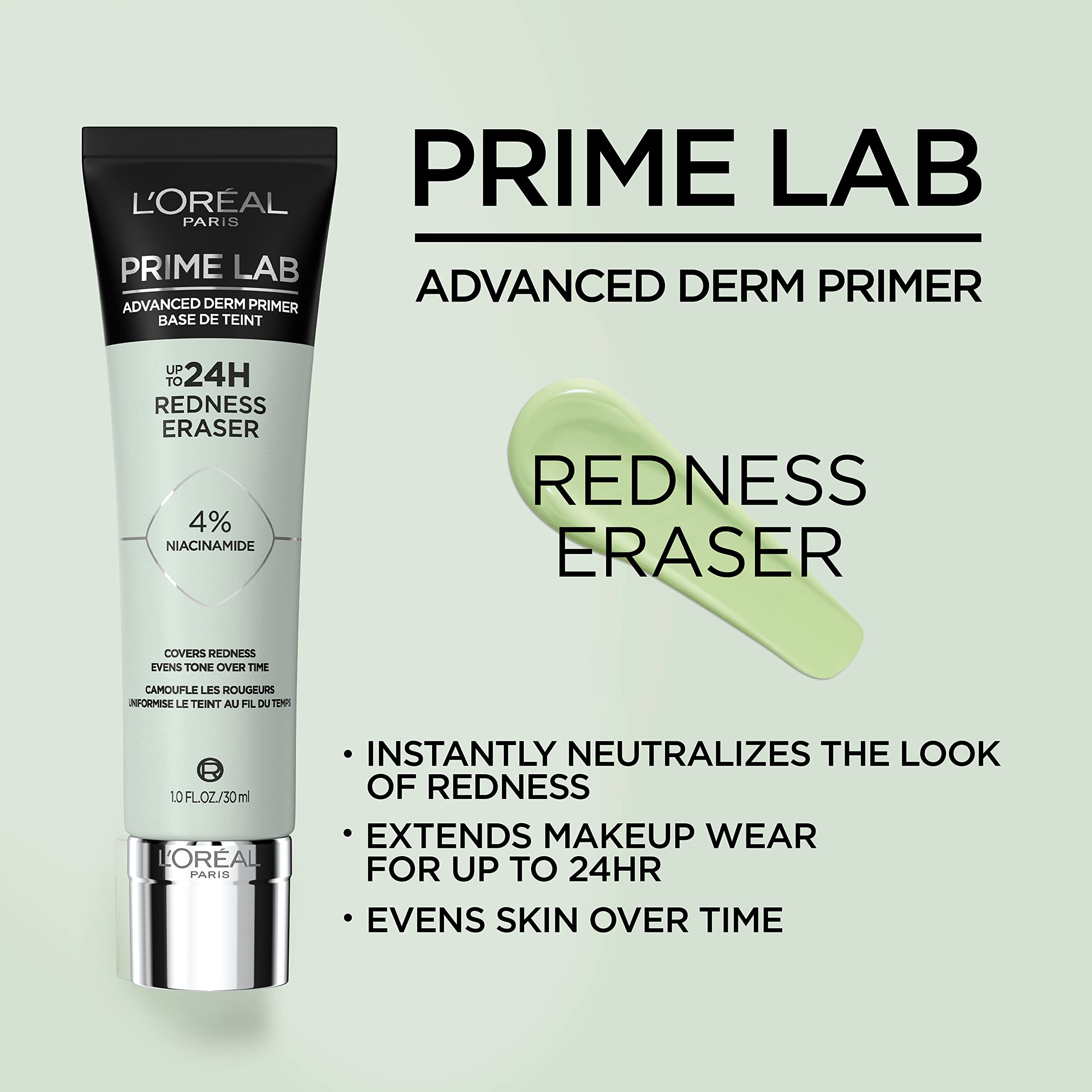 L'Oreal Paris Prime Lab Redness Eraser application shot showing easy redness reduction