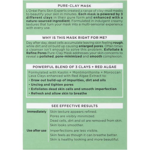L'Oreal Paris Pure Clay Mask closeup shows creamy clay texture and exfoliating action.