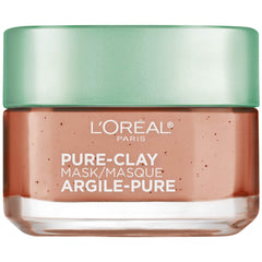 L'Oreal Paris Pure Clay Mask with Red Algae packaging highlights at-home pore refinement.