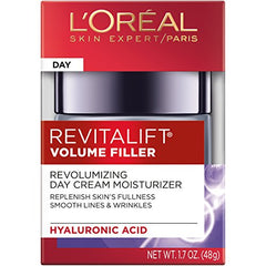 L’Oréal Paris Revita Lift Volume Filler cream swatch demonstrating smoothing and lasting hydration.