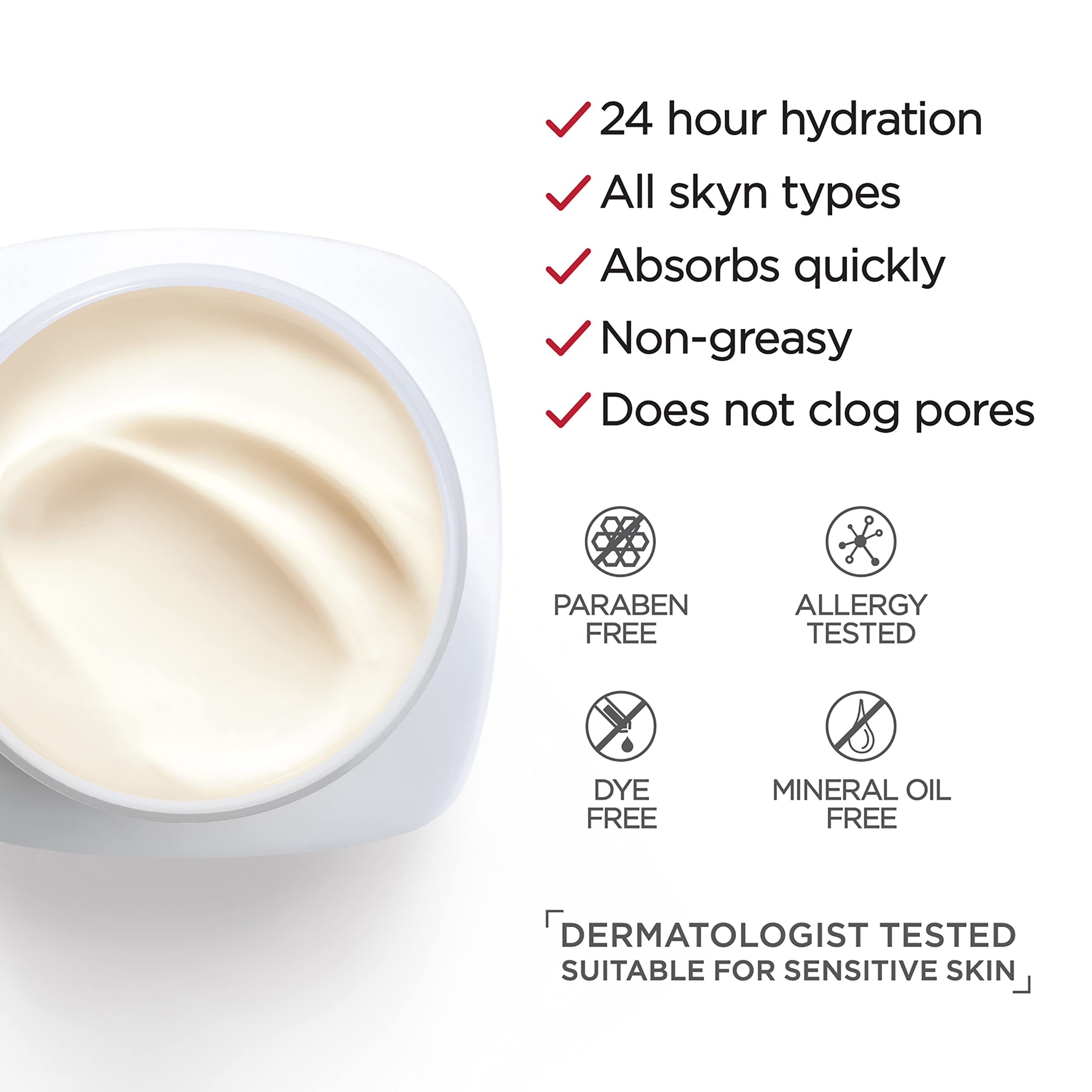 L'Oreal Paris Revitalift 24HR hydration close-up demonstrates non-greasy, lasting moisture.