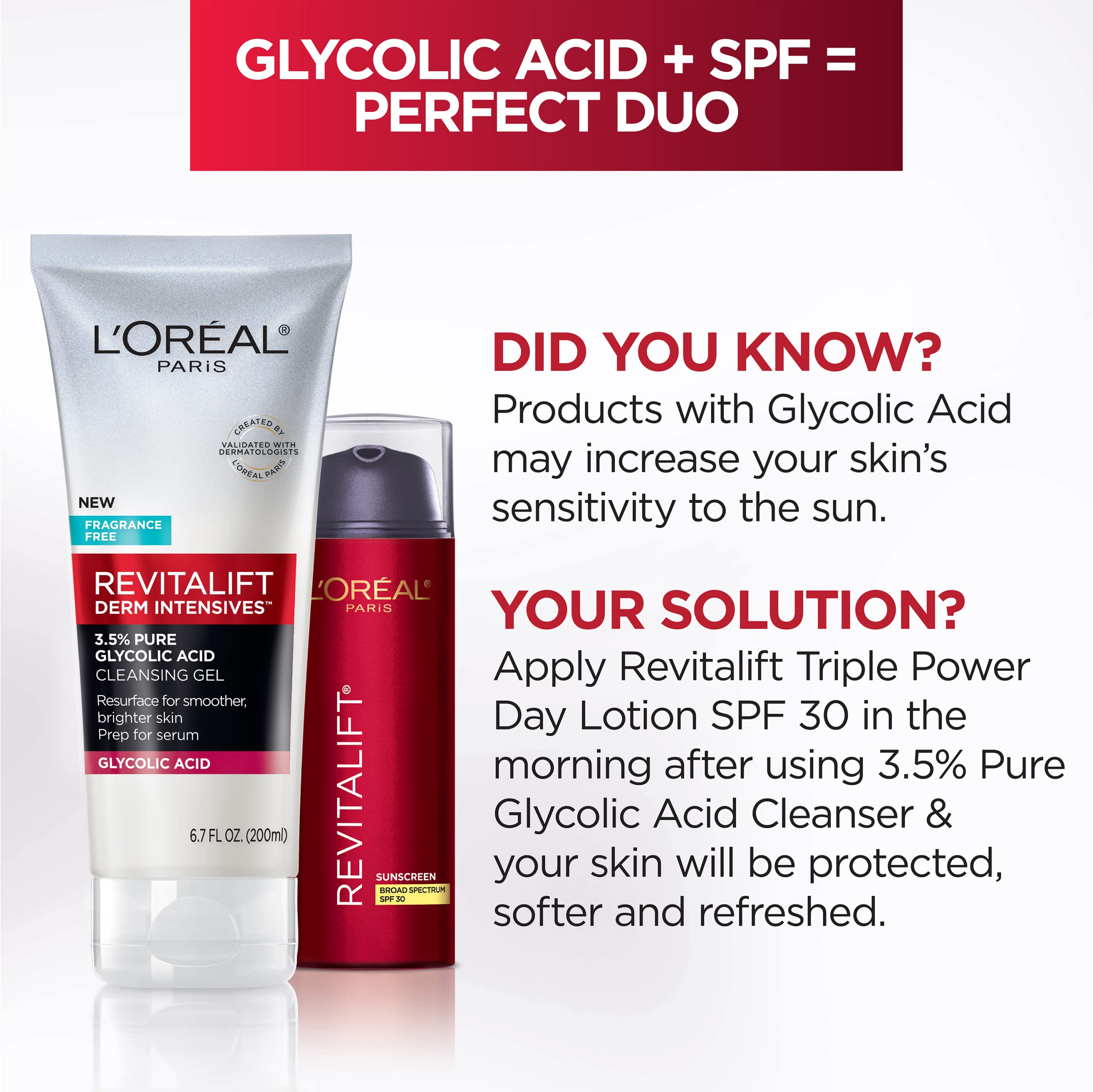 L'Oreal Paris Revitalift allergy-tested badge communicates dermatologist-validated safety.
