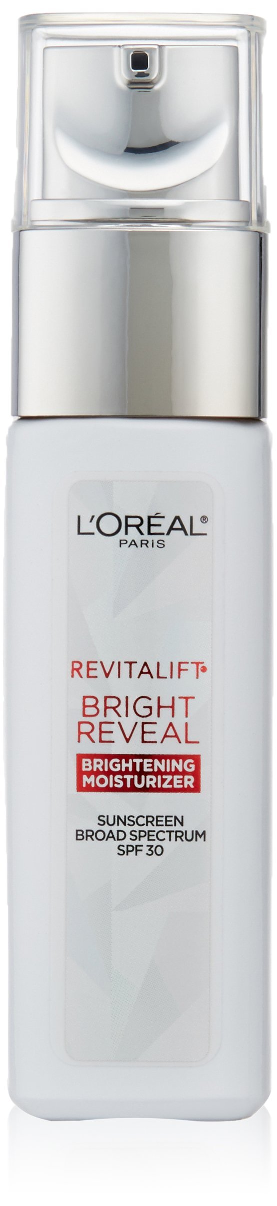 L’Oréal Paris Revitalift Bright Reveal day cream bottle front showing SPF 30 protection for daytime radiance