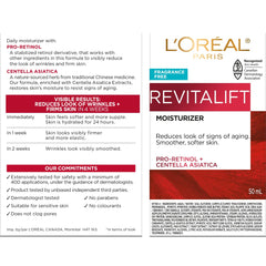 L'Oreal Paris Revitalift fragrance-free label emphasizes sensitive-skin friendly formula.