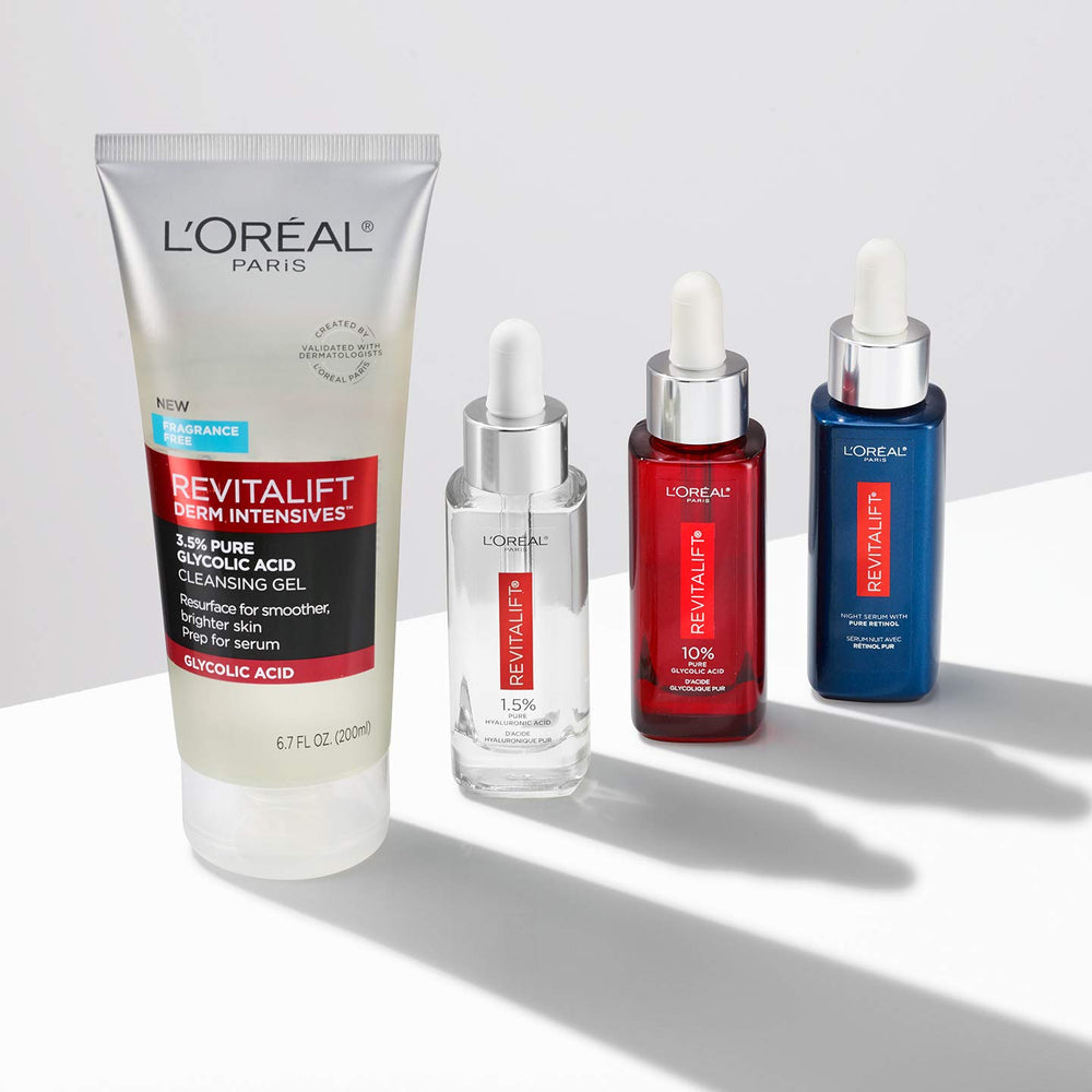 L'Oreal Paris Revitalift fragrance-free label signals gentle cleansing for sensitive skin.
