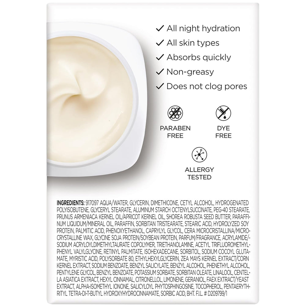 L'Oreal Paris RevitaLift night cream jar labeled Pro-Retinol A for skin resilience.