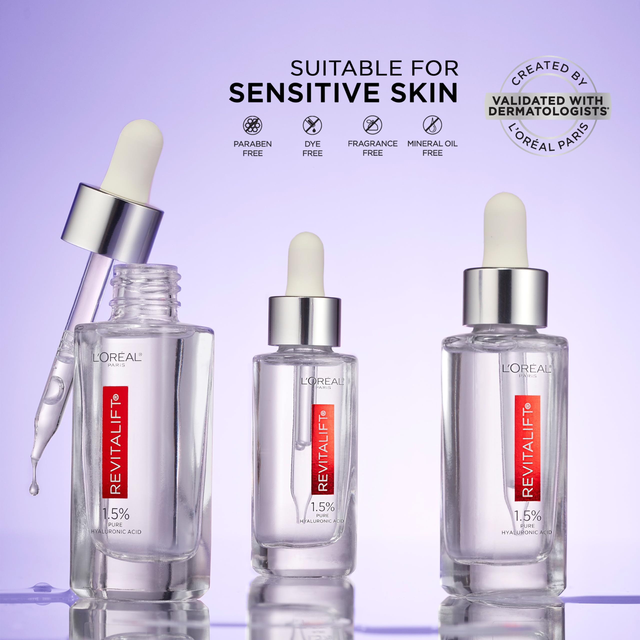 L’Oréal Paris Revitalift fragrance-free label signals gentle care.