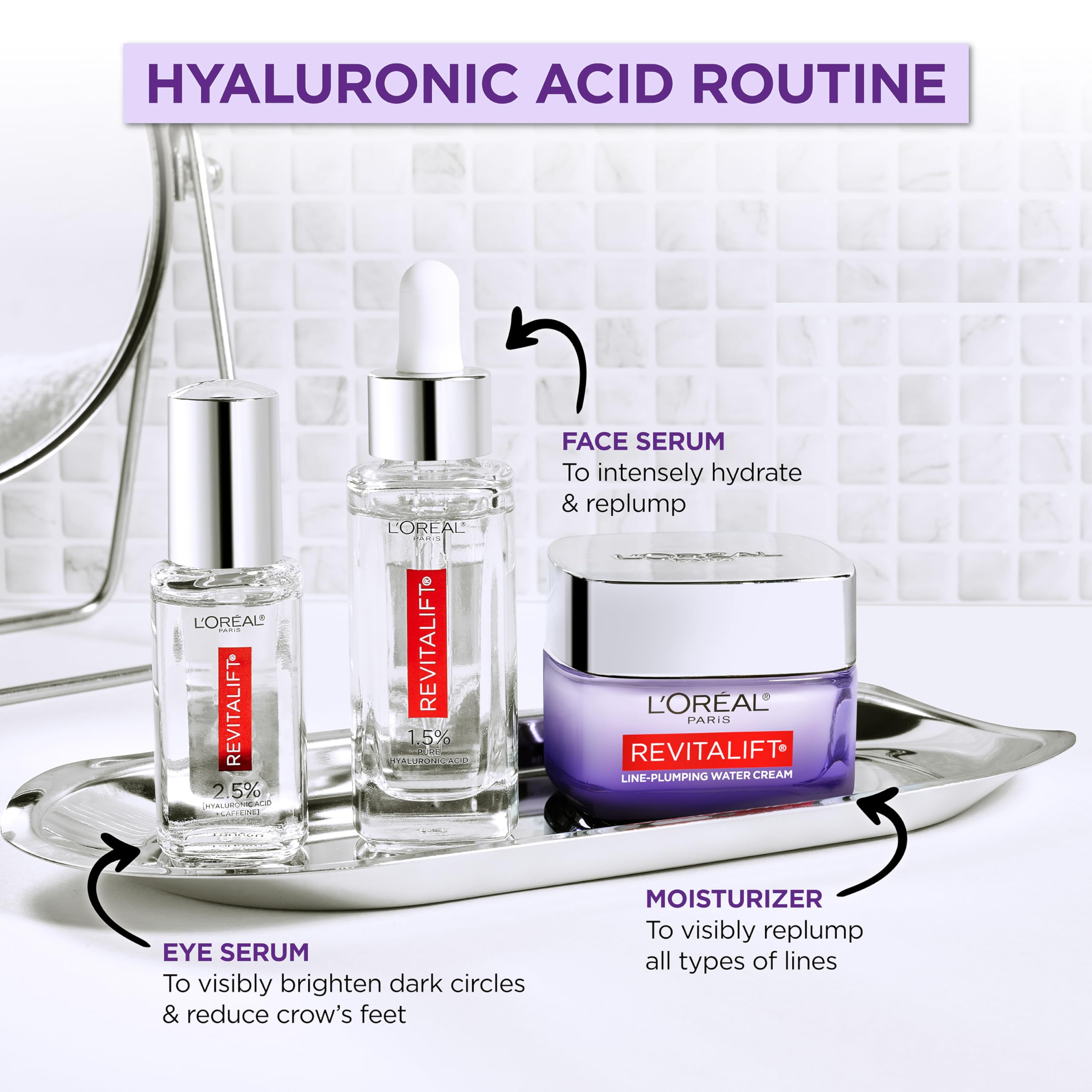 L’Oréal Paris Revitalift drop on hand demonstrates lightweight hydration.