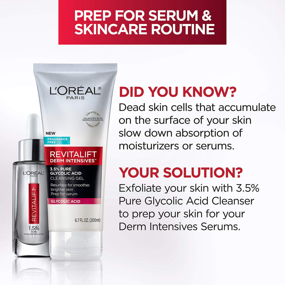 L'Oreal Paris Revitalift after-use skin looks hydrated and refreshed after cleansing.