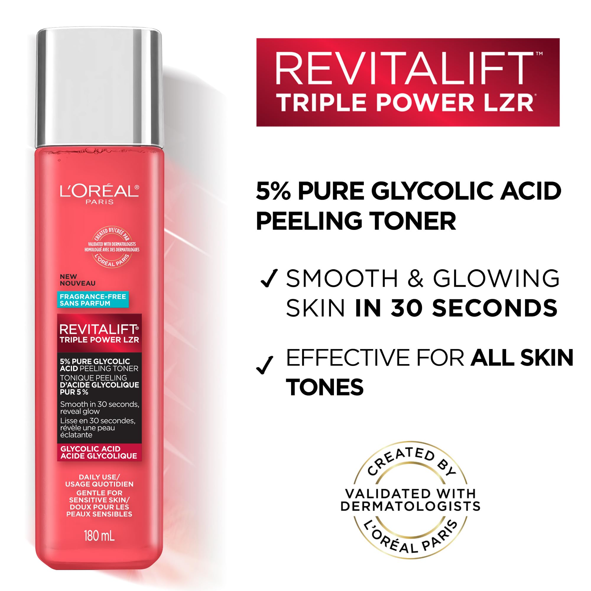 L'Oreal Paris Revitalift toner with aloe vera leaf indicating soothing moisture