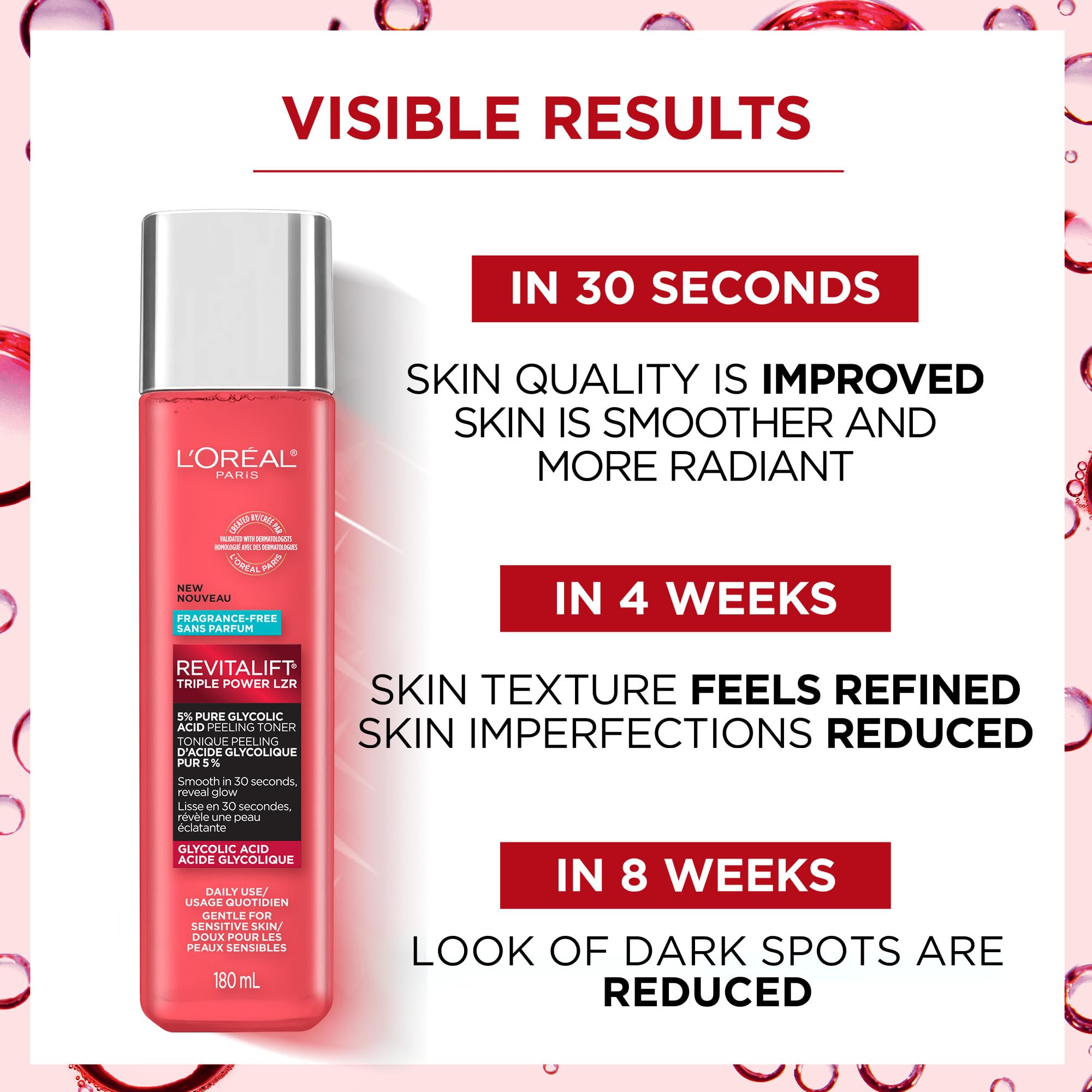 L'Oreal Paris Revitalift toner glycolic 5 percent label close-up