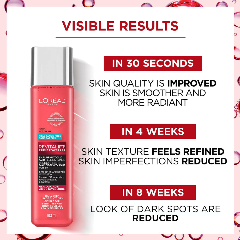 L'Oreal Paris Revitalift toner glycolic 5 percent label close-up