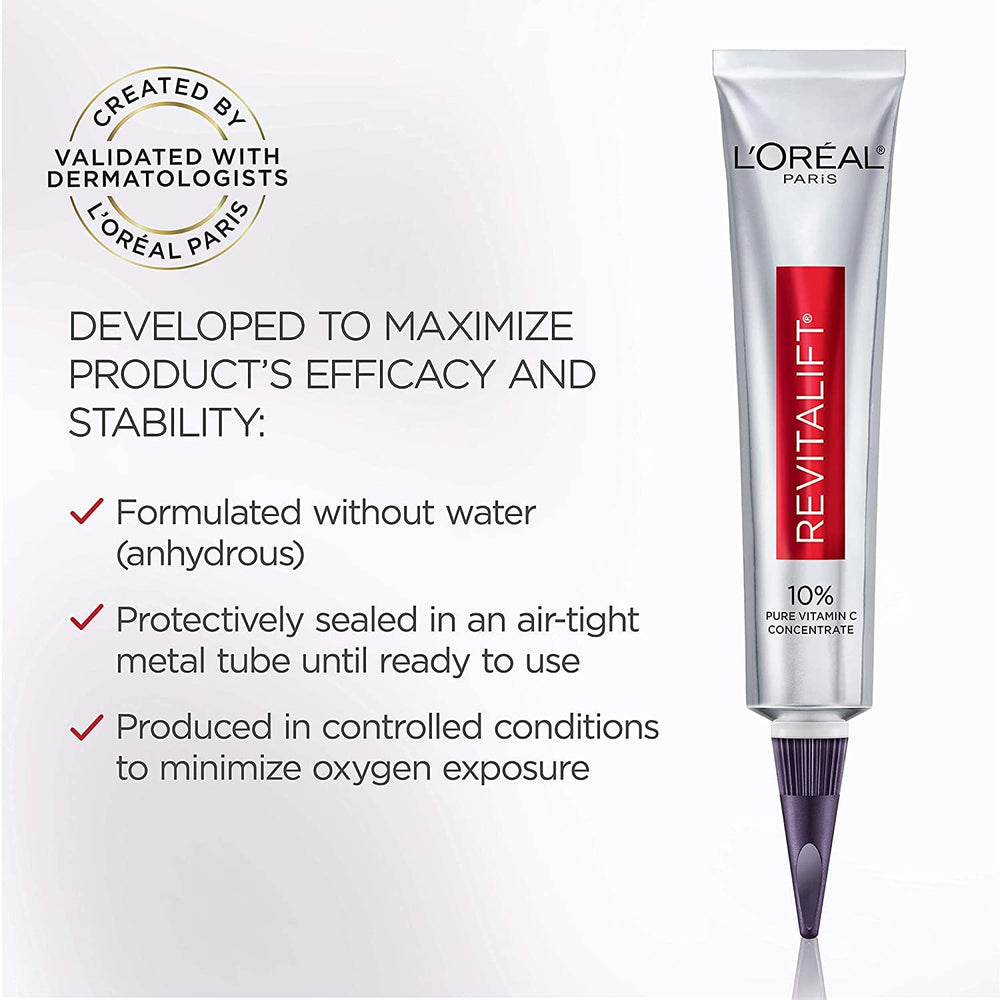 L'Oreal Paris Revitalift Vitamin C serum fragrance-free design for sensitive skin.