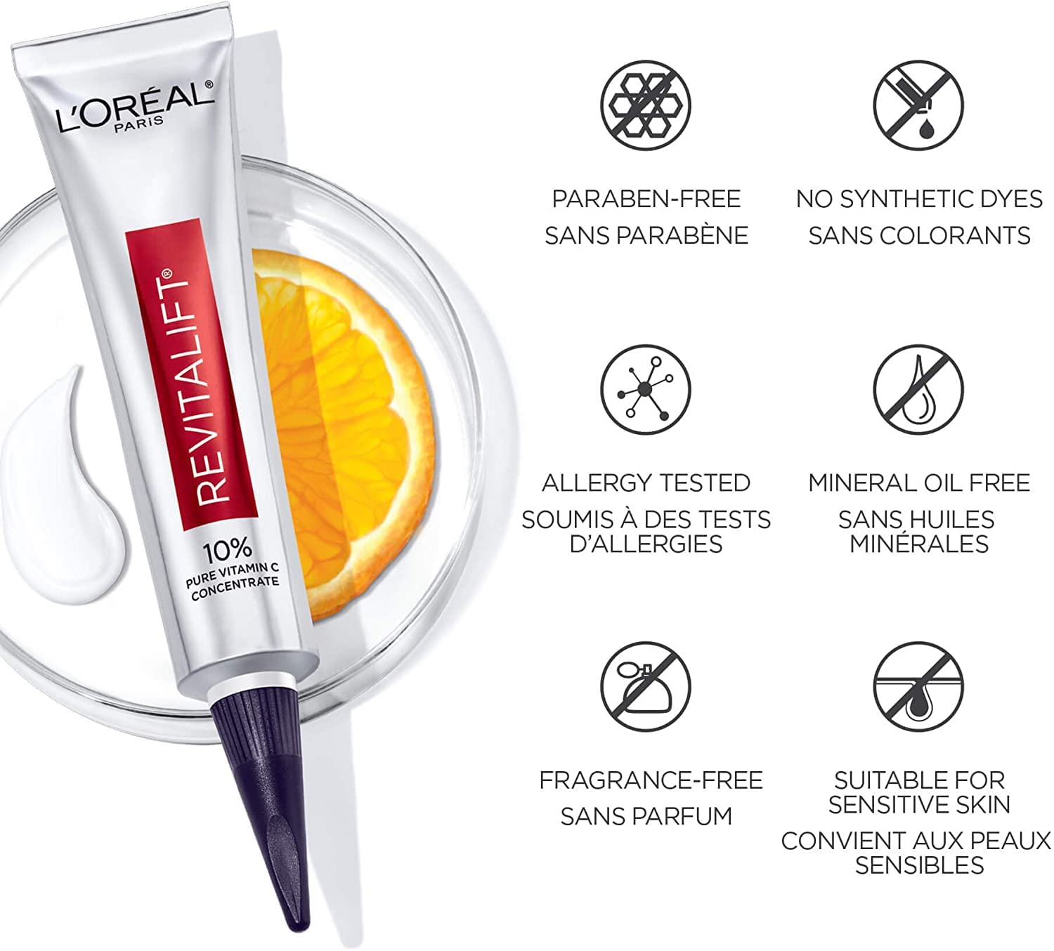 L'Oreal Paris Revitalift Vitamin C serum delivers a matte finish after application.