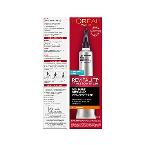 L'Oreal Paris Revitalift Vitamin C serum quick absorption for busy mornings.