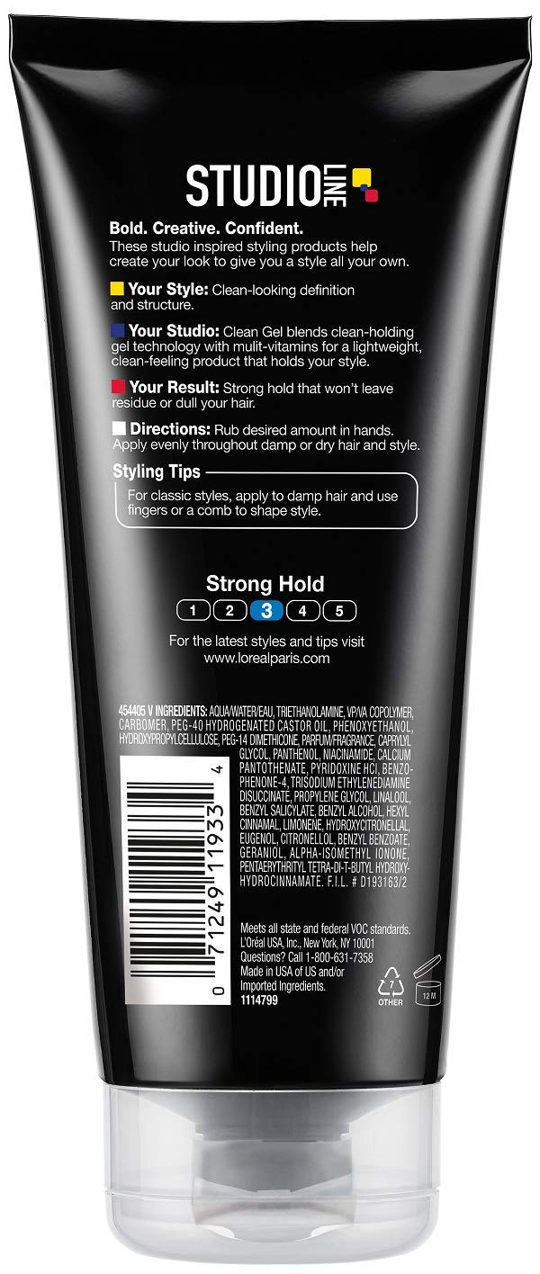 L'Oreal Paris Studio Line Clean Gel texture close-up showing defined hair