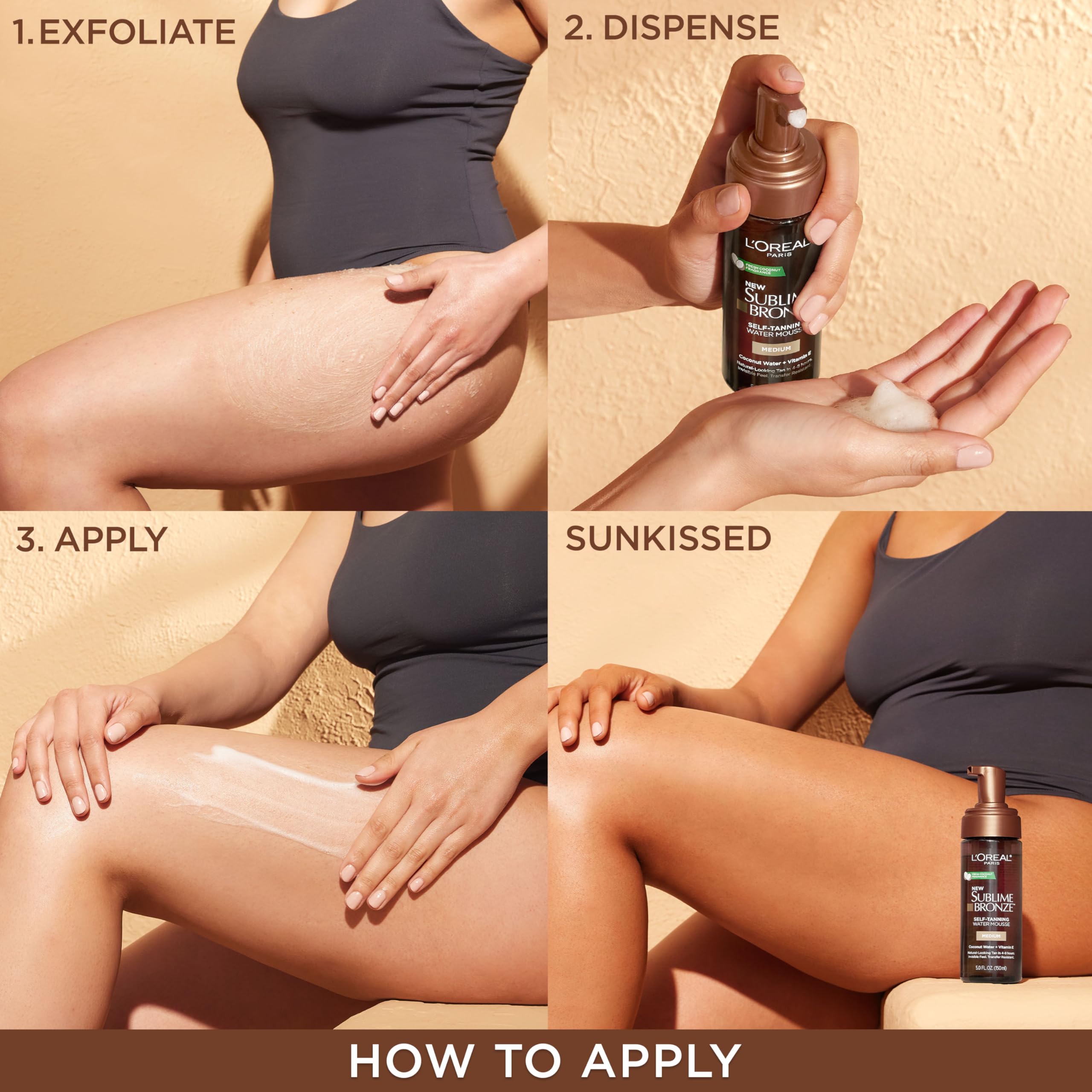 L'Oreal Paris Sublime Bronze Water Mousse delivers a light, comfortable texture with easy blend.